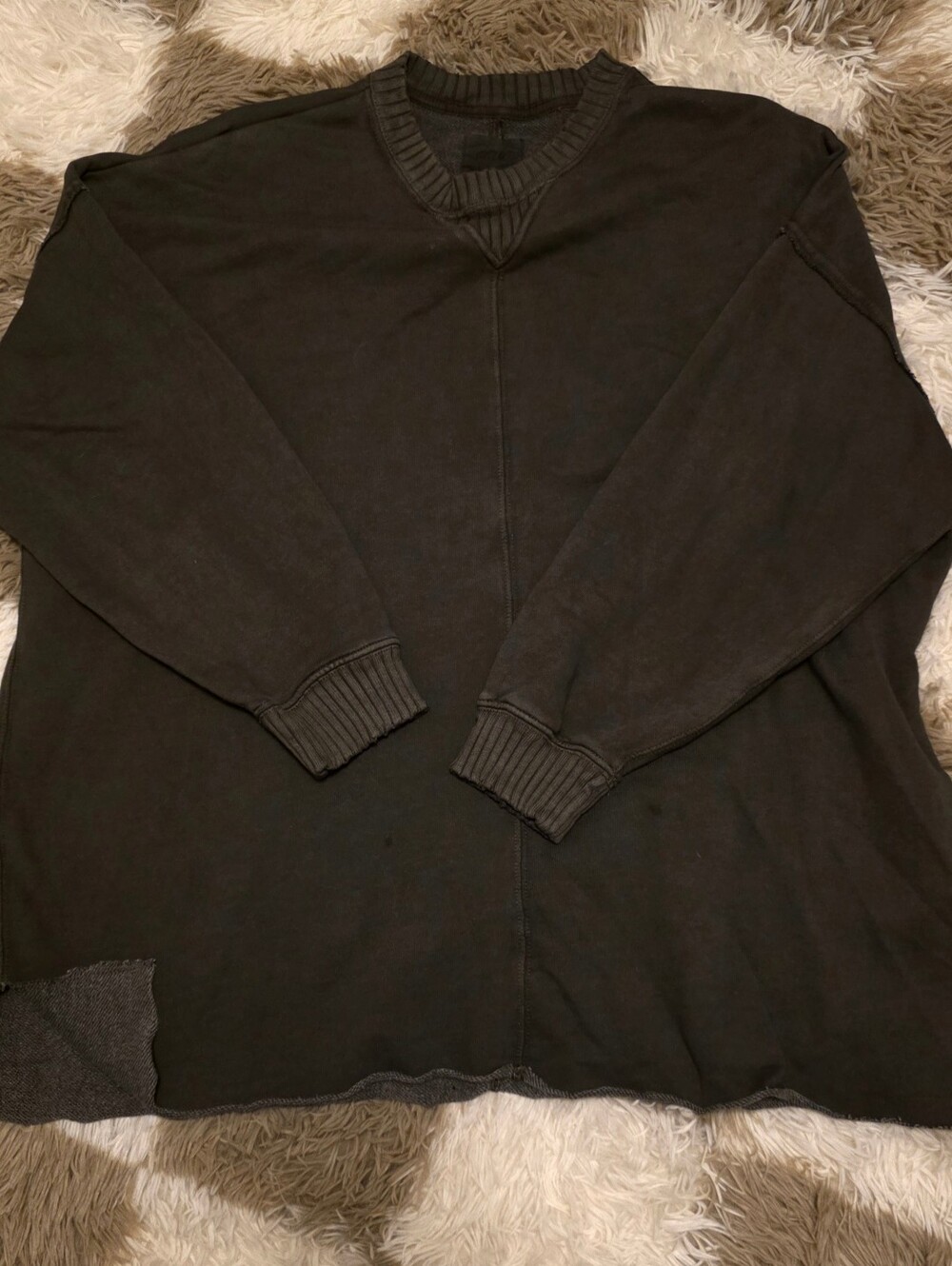 Aerie W9men's Oversized Olive Green Crew Neck Pullover Sweater